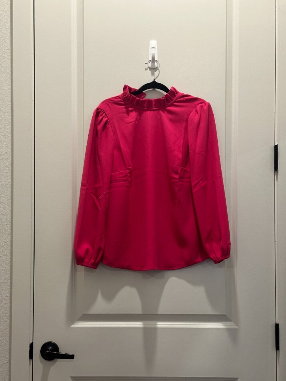 NWT J. Crew Fuchsia Long-Sleeve Ruffleneck Top